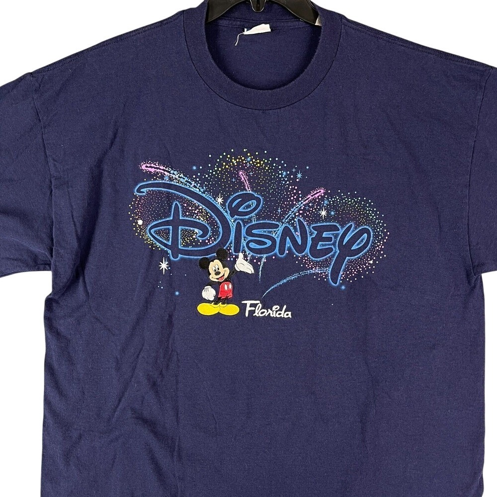 Vintage Disney Shirt Mens XL Blue Mickey Mouse Walt‎ World Florida 1990s VTG